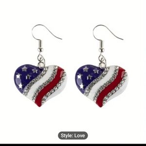 NWT patriotic heart earrings.